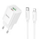 Уценка СЗУ Hoco C149A Charm PD30W+QC3.0 (1USB-A/1C) + кабель Type-C to Lightning