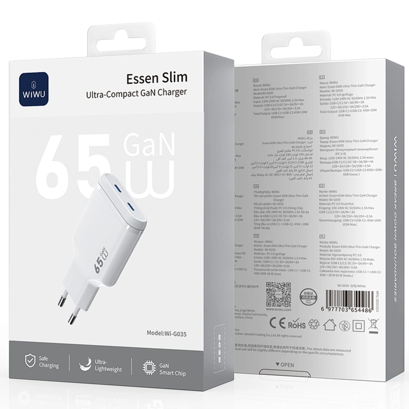 СЗУ WIWU G035 Essen PD65W GaN (2USB-C)