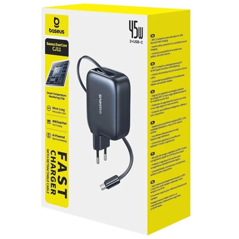 СЗУ Baseus EnerCore CJ11 PD45W with retractable cable (2USB-C) (E0120G)