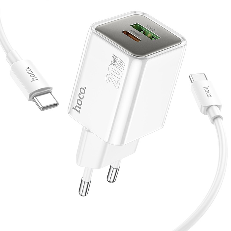 СЗУ Hoco N46 Glorious PD20W+QC3.0 (1USB-A/1C) + Type-C to Type-C