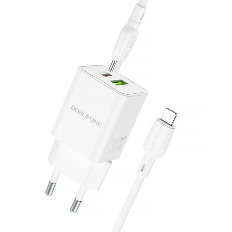 СЗУ Borofone BN14 Royal PD30W+QC3.0 (1USB-A/1C) + кабель Type-C to Lightning
