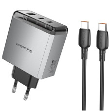 СЗУ Borofone BN22 Lena PD65W (1USB-A/2C) + кабель Type-C to Type-C