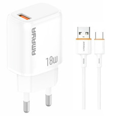 СЗУ Amaya U79S QC3.0 18W (1USB-A) + кабель USB to Type-C