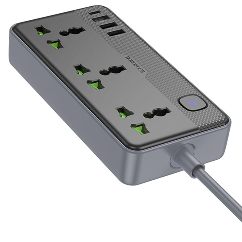 Удлинитель Borofone BAC2 Leya (3USB-A/1C/3xSocket) (1.5m)