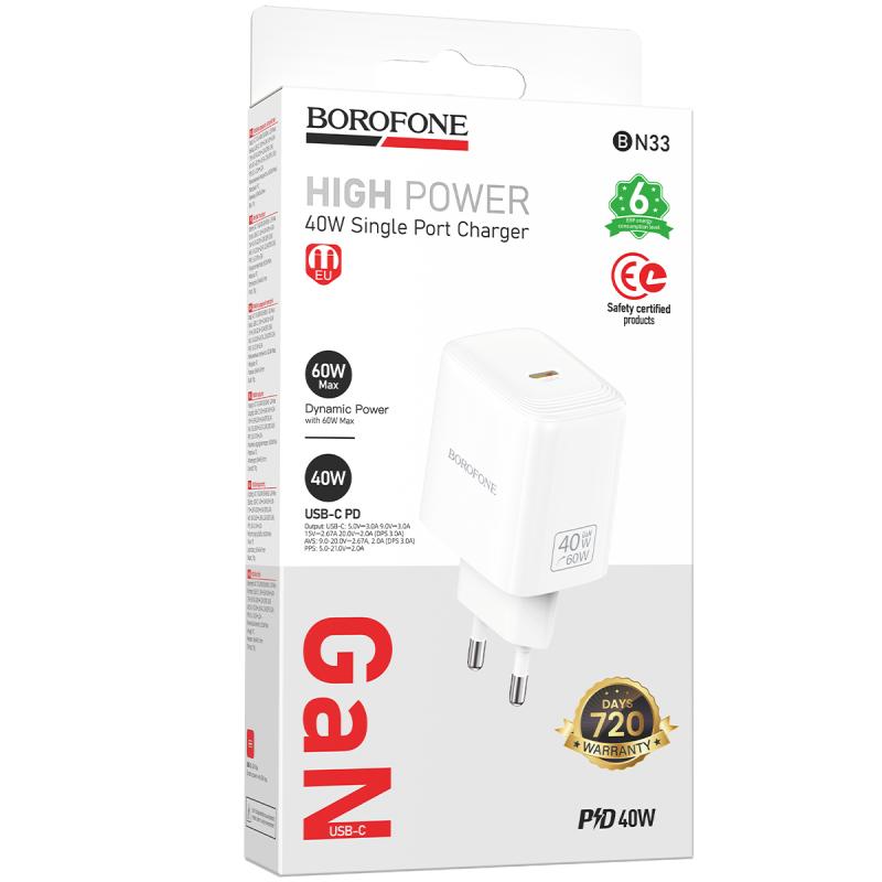 СЗУ Borofone BN33 Fuente PD40W (1USB-C)