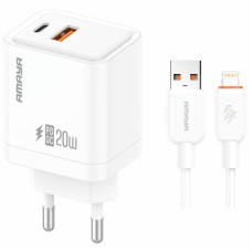 Уценка СЗУ Amaya E77D PD20W+QC3.0 (1USB-A/1C) + кабель USB to Lightning