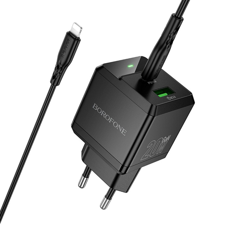 СЗУ Borofone BN19 Intenso PD20W+QC3.0 (1USB-A/1C) + кабель Type-C to Lightning