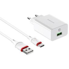 СЗУ Borofone BA21A Long journey QC3.0 3A (1USB-A) + кабель USB to Type-C