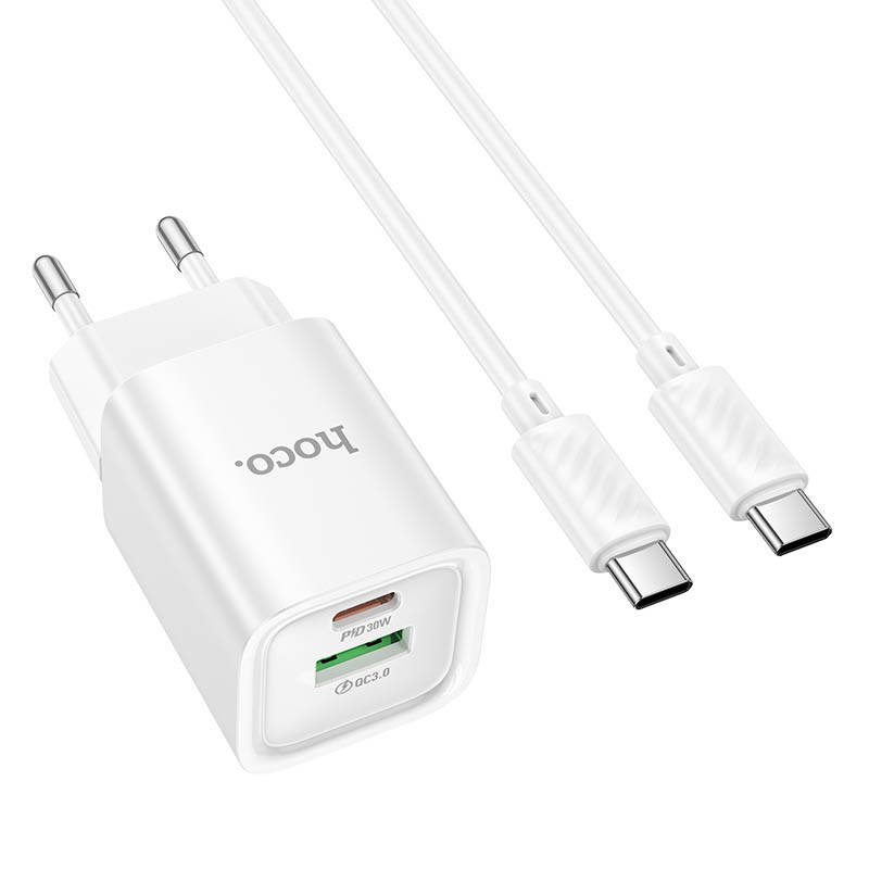 СЗУ Hoco C149A Charm PD30W+QC3.0 (1USB-A/1C) + кабель Type-C to Type-C