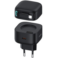СЗУ Usams US-CC209 GaN With Lightning Magnetic Retractable Cable Module XMF Ser. 35W (2USB-C)