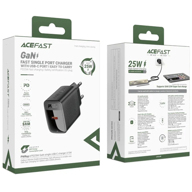 СЗУ Acefast A104 GaN PD25W (1USB-C)