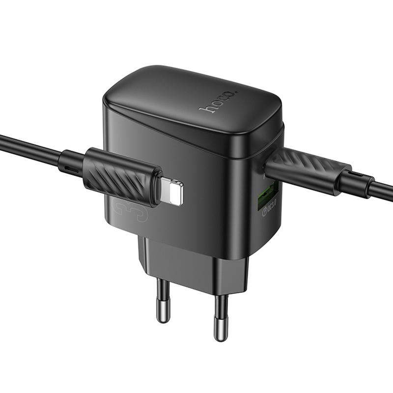СЗУ Hoco CS61A Bright PD30W+QC3.0 (1USB-A/1C) + кабель Type-C to Lightning