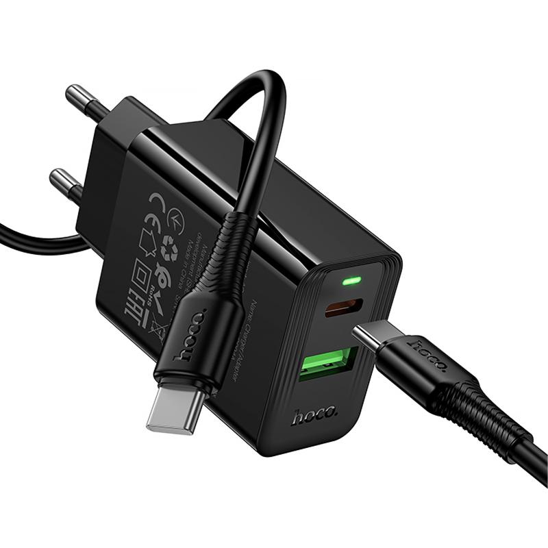 СЗУ Hoco CS94A Leader PD20W+QC3.0 (1USB-A/1C) + кабель Type-C to Type-C