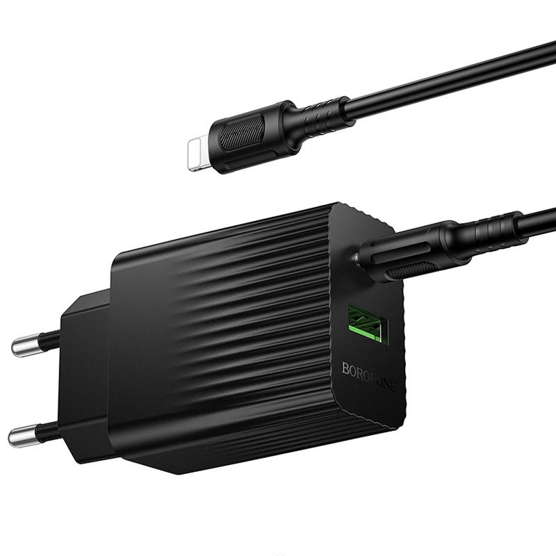 СЗУ Borofone BAS76A Source PD30W+QC3.0 (1USB-A/1C) + кабель Type-C to Lightning