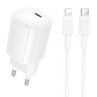 СЗУ Borofone BA103A Pudding PD20W (1USB-C) + кабель Type-C to Lightning