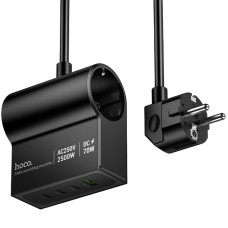 СЗУ Hoco AC34 Win 2 position 70W QC+PD (1USB-A/3C/1Socket) (1.5m)