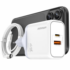 СЗУ Amaya E580T PD45W+QC3.0 GaN (1USB-A/1C) + кабель Type-C to Type-C