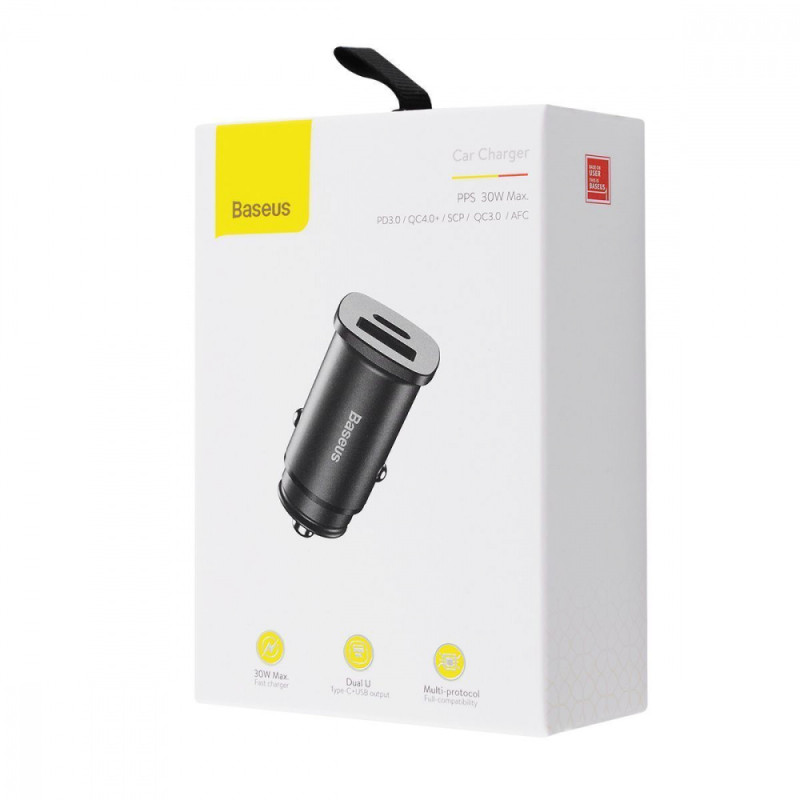 АЗП Baseus Square Metal PD 3.0 QC 4.0+ 30W USB + Type-C black