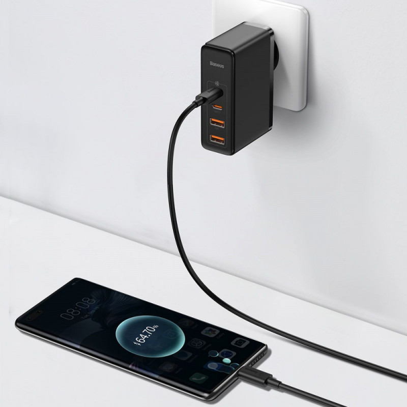 МЗП Baseus GaN2 Pro Quick Charger 100W (2Type-C + 2USB) black