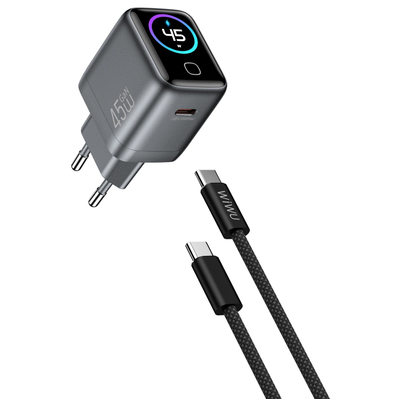 СЗУ WIWU CHG500 Voyager PD45W (1USB-C) + кабель Type-C to Type-C