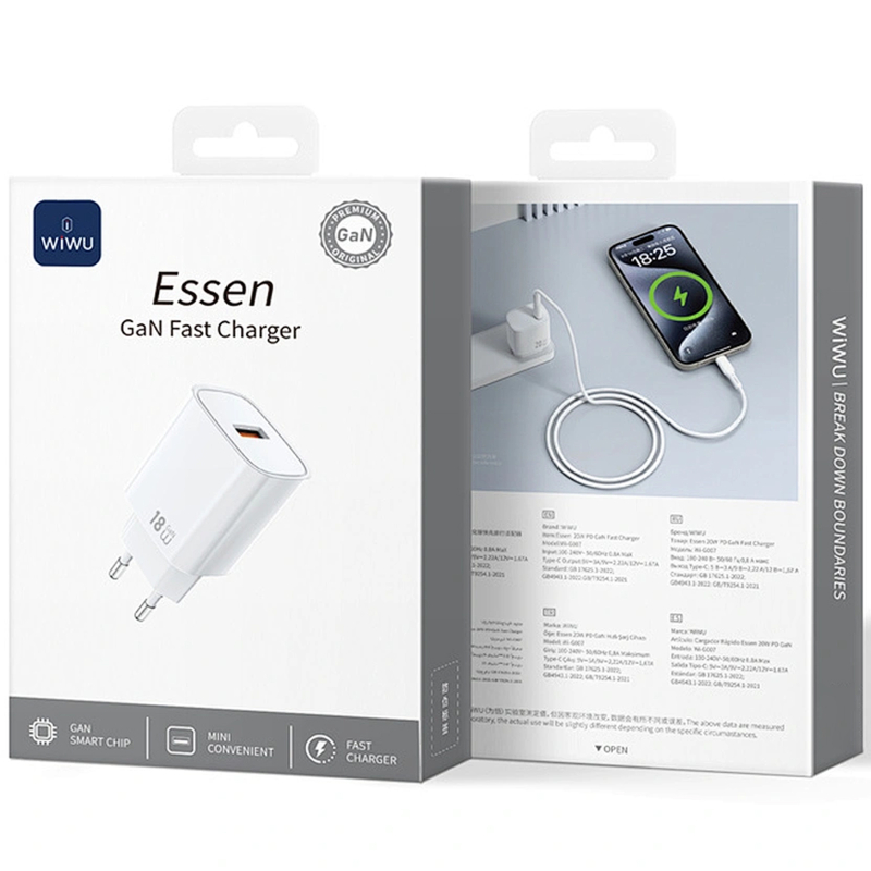 СЗУ WIWU G006 Essen QC3.0 18W GaN (1USB-A)
