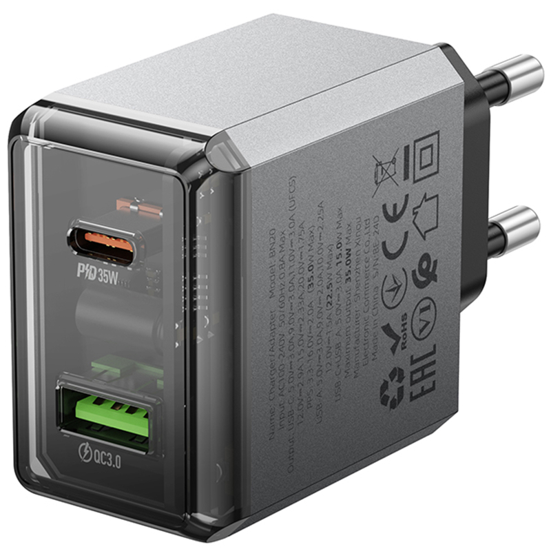 СЗУ Borofone BN20 Lena PD35W+QC3.0 (1USB-A/1C)