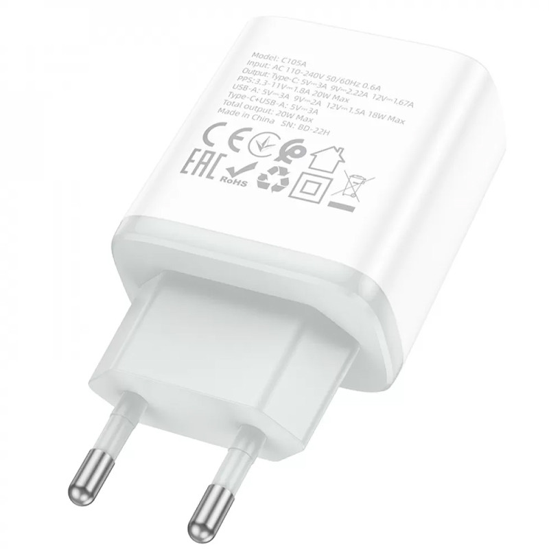 СЗУ Hoco C105A Stage PD20W+QC3.0 (1USB-A/1C)