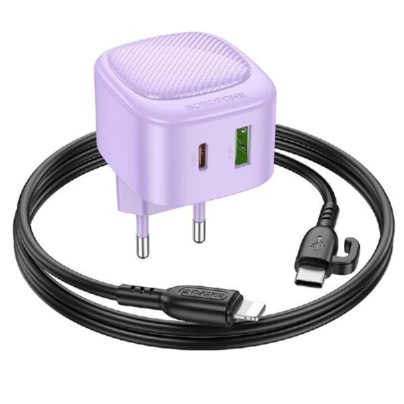 СЗУ Borofone BAS22A Fortune PD20W+QC3.0 (1C1A) + Type-C to Lightning