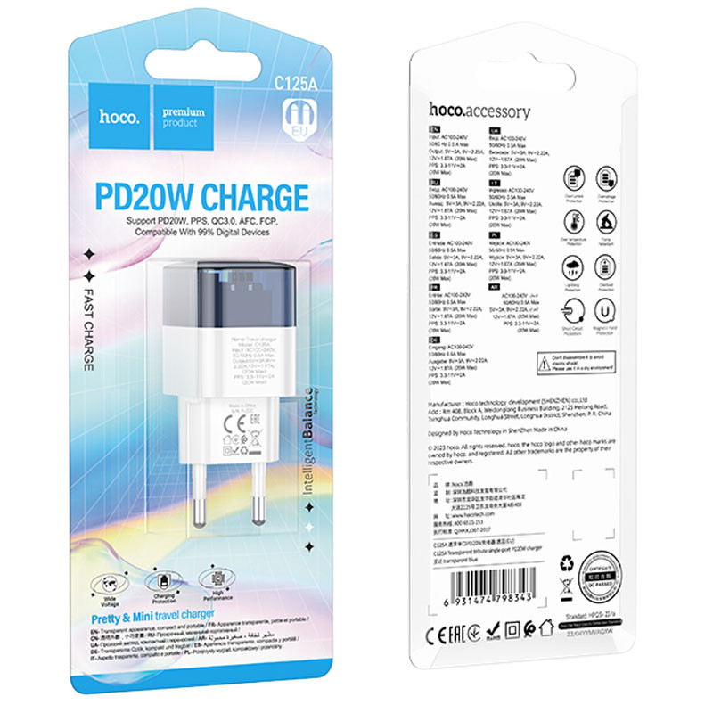 СЗУ Hoco C125A Transparent 1C PD20W