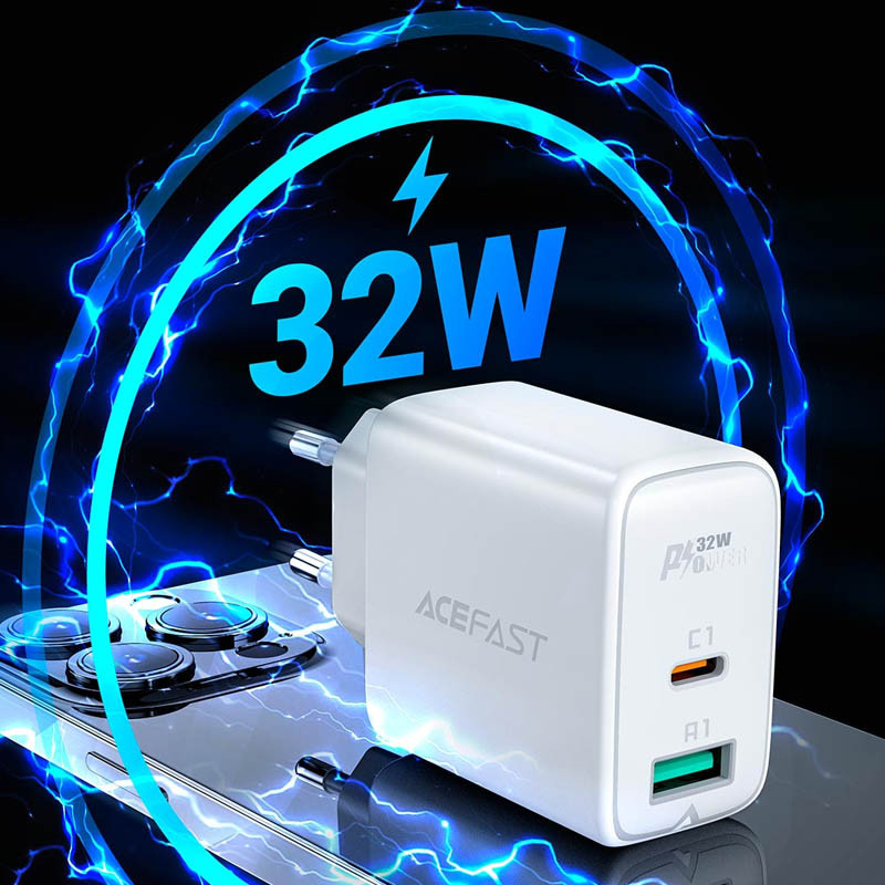 СЗУ Acefast A5 PD32W+QC3.0 (1USB-A/1C)