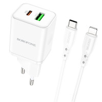 СЗУ Borofone BN7 PD20W+QC3.0 (1USB-A/1C) + Type-C to Lightning