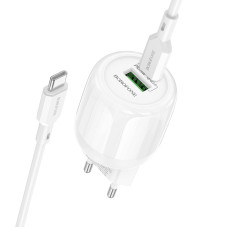 СЗУ Borofone BA93A Lustrous PD20W+QC3.0 (1USB-A/1C) + кабель Type-C to Type-C