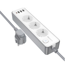 Удлинитель Borofone BAC9 Power PD20W (3USB-A/1C/3xSocket) (2m)