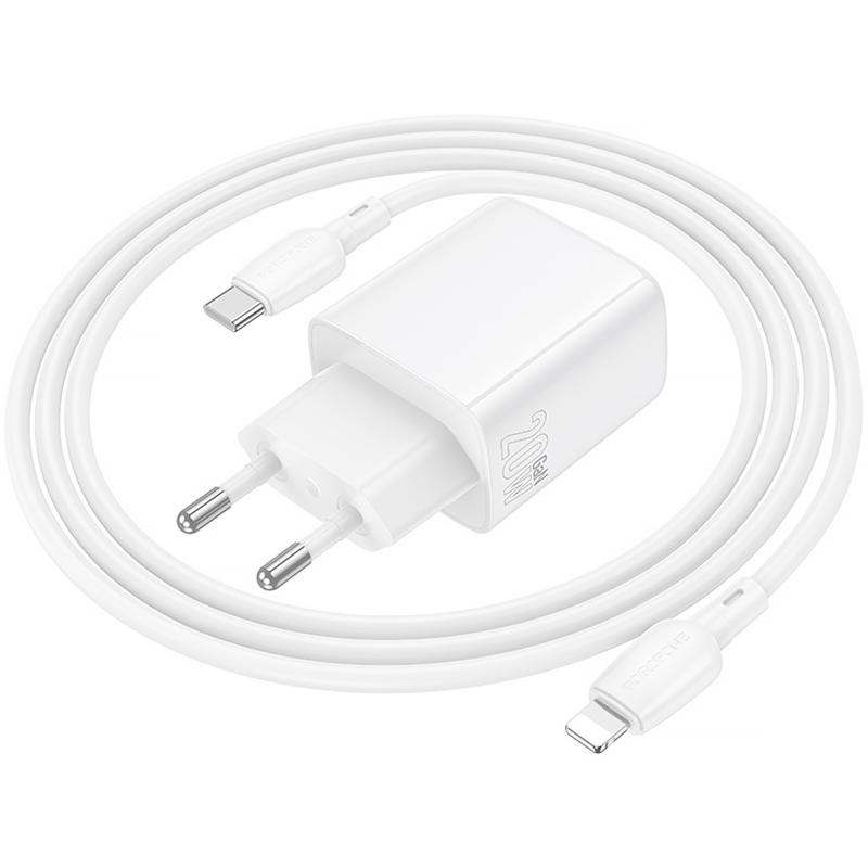 СЗУ Borofone BN27 Fuente PD20W+QC3.0 (1USB-A/1C) + кабель Type-C to Lightning