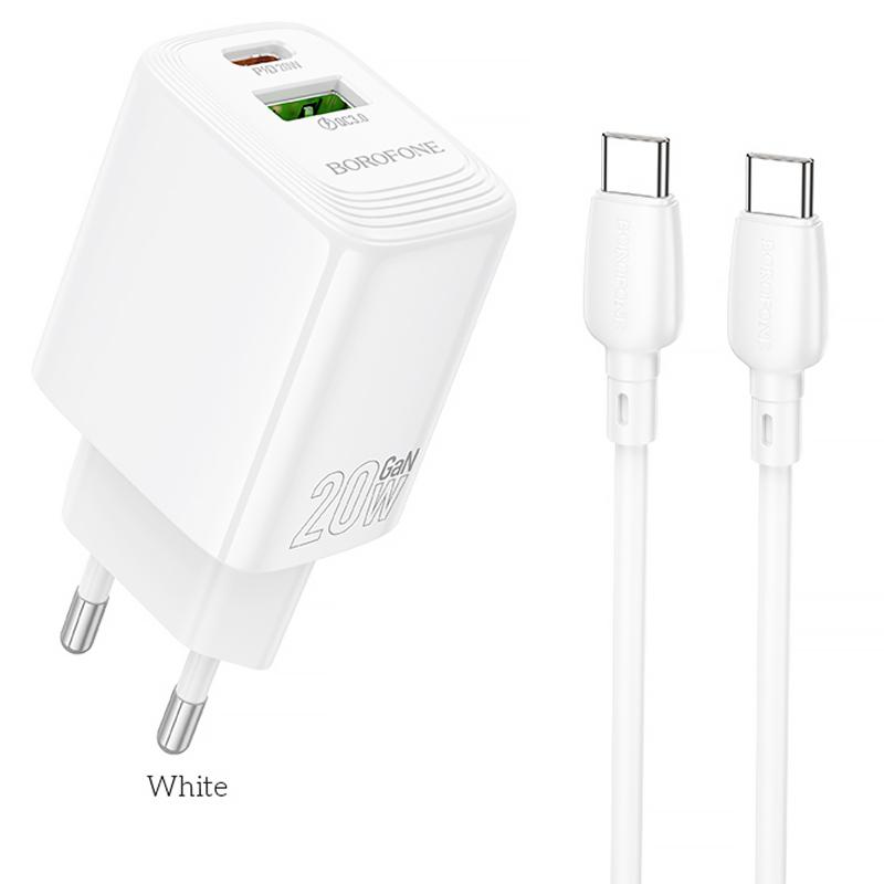 Уценка СЗУ Borofone BN27 Fuente PD20W+QC3.0 (1USB-A/1C) + кабель Type-C to Type-C