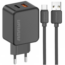 СЗУ Amaya E113UC PD25W+QC3.0 (1USB-A/1C) + кабель USB to Type-C