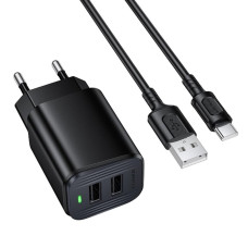 СЗУ Borofone BAS81A Star 10.5W (2USB-A) + кабель USB to Type-C