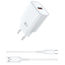 СЗУ WIWU G006 Essen QC3.0 18W GaN (1USB-A) + кабель USB to Type-C