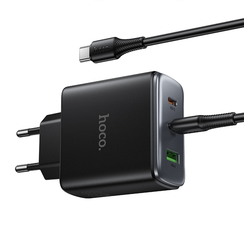 СЗУ Hoco C160A Upgrade PD65W+QC3.0 (1USB-A/2C) + кабель Type-C to Type-C