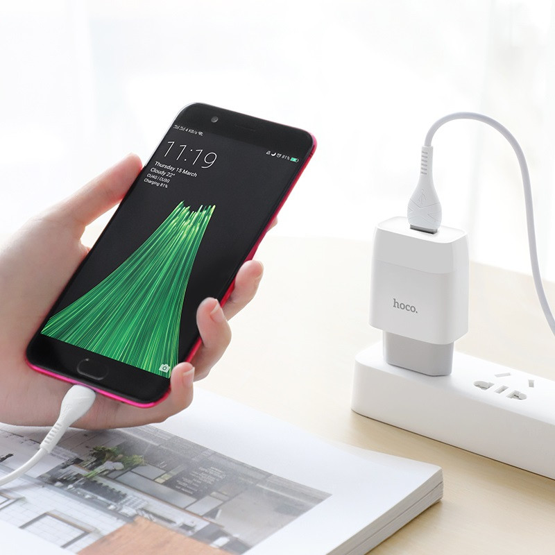 СЗУ Hoco C72A Glorious 2.1A (1USB-A) + кабель USB to MicroUSB