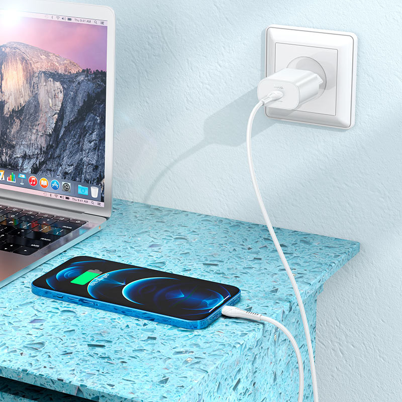 СЗУ Hoco N22 Jetta PD25W (1USB-C) + кабель Type-C to Lightning