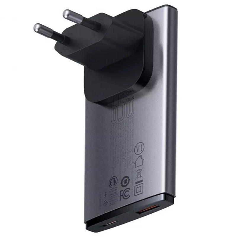 СЗУ Baseus GaN5 Pro Ultra-Slim 65W Type-C+USB + Type-C to Type-C 100W (1m) (CCGP15011)