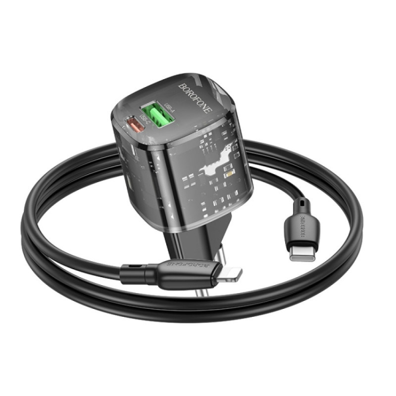 СЗУ Borofone BN17 Sunlight PD20W+QC3.0 (1USB-A/1C) + кабель Type-C to Lightning