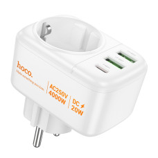 СЗУ Hoco AC26 Changer Outlet Extender 20W (2USB-A/1C/1Socket)