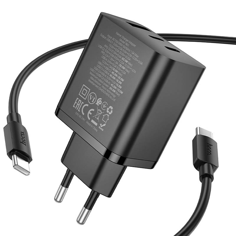СЗУ Hoco N51 Scenery PD65W (1USB-A/2C) + кабель Type-C to Type-C