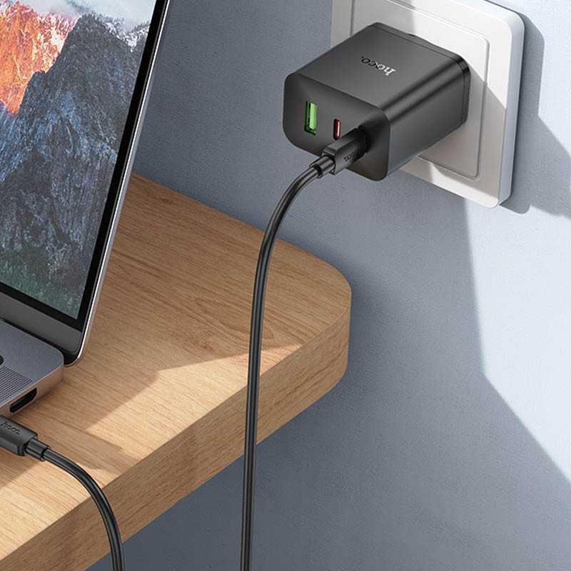 СЗУ Hoco N51 Scenery PD65W (1USB-A/2C) + кабель Type-C to Type-C