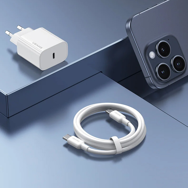 СЗУ Usams US-CC226 Kit-Yi Ser. 20W (1USB-C) + кабель Type-C to Type-C