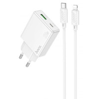 СЗУ Hoco C142A Direct PD20W+QC3.0 (1USB-A/1C) + кабель Type-C to Lightning
