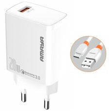 СЗУ Amaya E57S QC3.0 20W (1USB-A) + кабель USB to Type-C