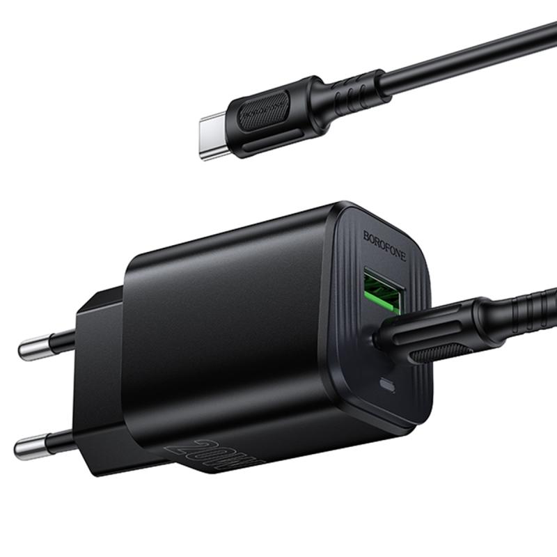 СЗУ Borofone BAS83A Star PD20W+QC3.0 (1USB-A/1C) + кабель Type-C to Type-C